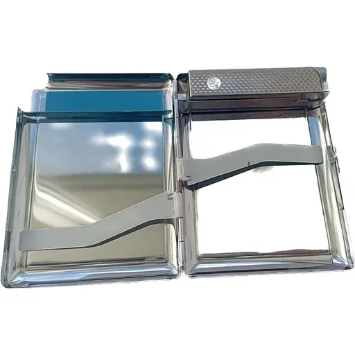 Портсигар на 20 сигарет с зажигалкой №3308 Black Silver (10839) - фото 5