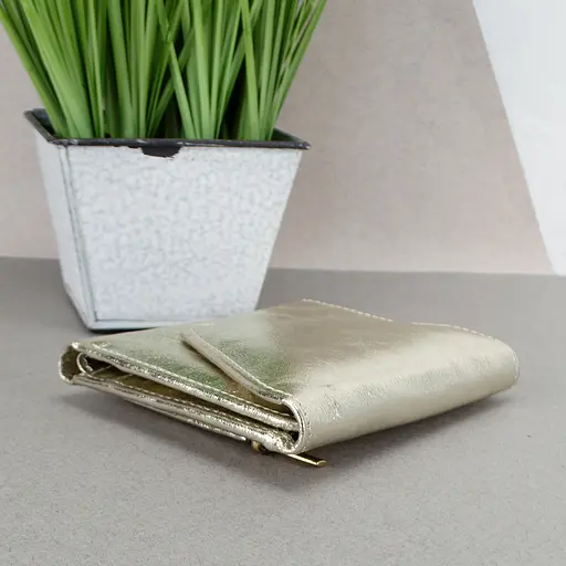 Гаманець жіночий шкіряний маленький Sabrina золотий - фото 4