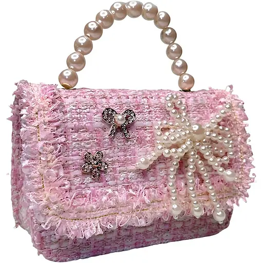 Детская сумка с бисером в стиле шанель розовая (24-557)