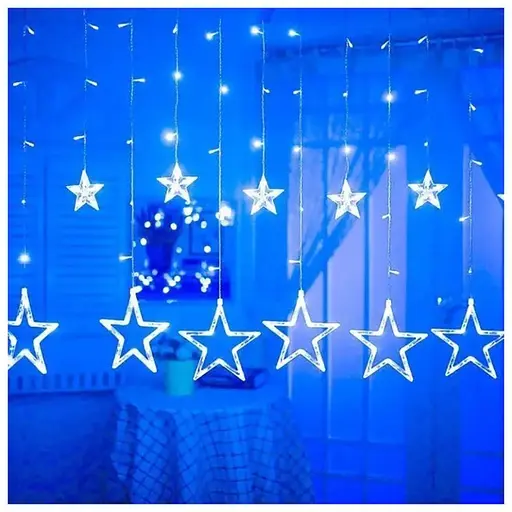 Гірлянда штора "Зірки" ZABI-8 USB 120 L, 3*1 м, USB+батарейка, синя - фото 2