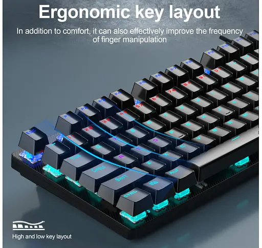 Клавиатура игровая механическая Aula Mechanical S-2022 Black keycaps KRGD Blue switch - фото 5