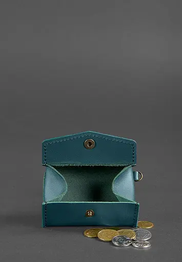 Женская кожаная монетница с клапаном 1.0 зеленая - фото 3