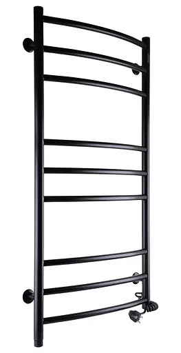 Электрический полотенцесушитель Unio LDE ER 1000-500-9 BLK Лесенка Дуга Элит черный, Черный матовый, Правое, Механический - фото 2