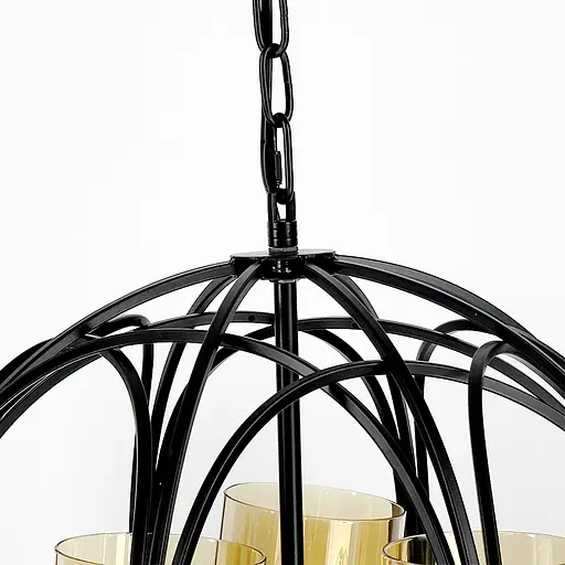 Люстра Лофт у чорному корпусі форми плетена куля Line.F Колір плафона Янтарний - фото 5