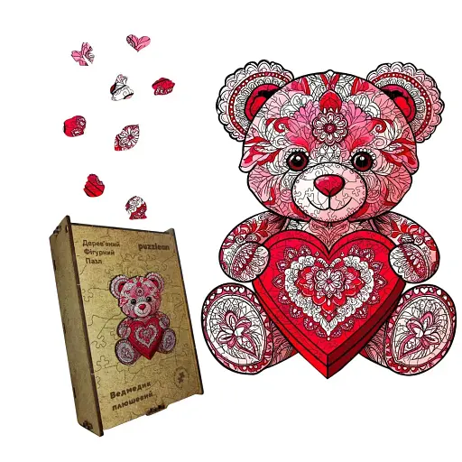 Деревяний фігурний пазл Плюшевий Ведмедик, А1, Картонна коробка 500+ елементів