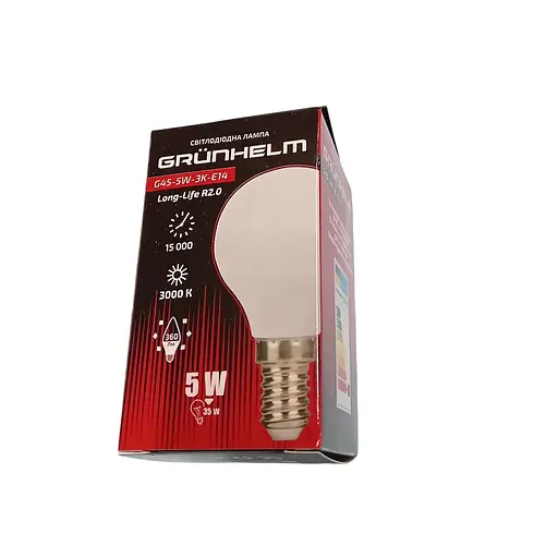 Лампа LED Grunhelm G45-5W-3K-E14 Long-Life R2.0 (149230) - фото 2