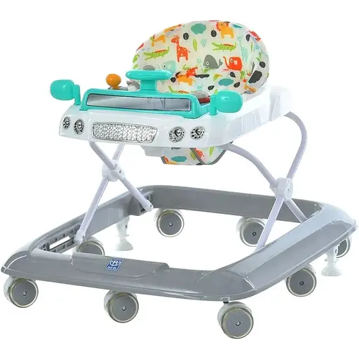 Детские ходунки Bambi M 6061-11-4 с музыкой, светом, 8 колесами, стопорами и регулировкой высоты, серо-голубые