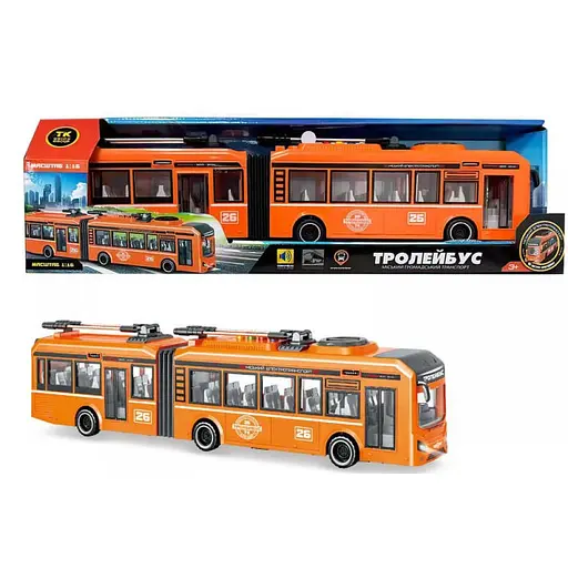Троллейбус Авто Эксперт, 40 см, звук на украинском языке, песни, правила движения, инерция, 1:16 (В ассортименте)