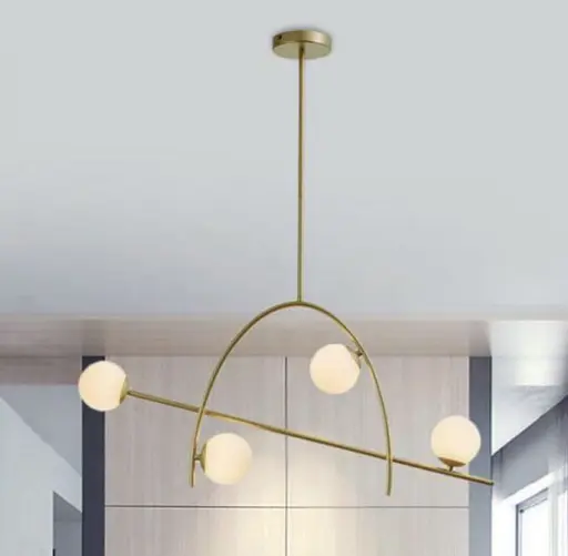 Люстра в золотистому корпусі на 4 мініатюрних білих матових плафони Line.F YG 8014-4 D GD - фото 1