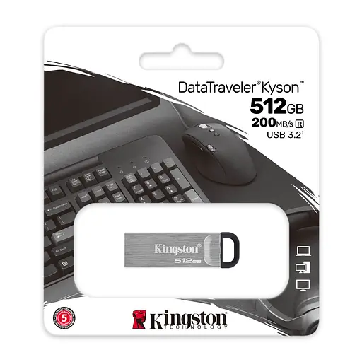 Flash Drives Kingston DataTraveler Kyson 512GB USB 3.2 (DTKN/512GB) Silver/Black (6994504) - фото 2