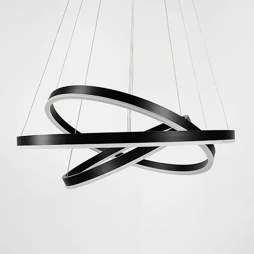 Подвесная люстра в черном корпусе на три кольца 80, 60 и 40 см Ст. MJ 93-800+600+400 BK Line F - фото 3