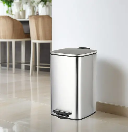 Мусорное ведро Zerix Kubix-TC0108 SS Color с плавным закрытием квадратное 8 л нержавейка (ZX5891)  - фото 3