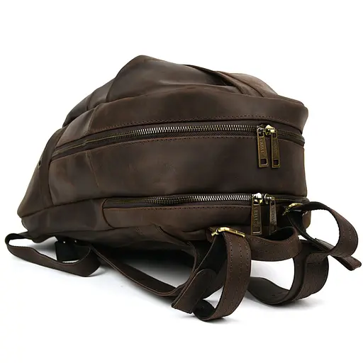 Мужской кожаный городской рюкзак коричневый крейзи хорс TARWA 47х28х18 см sum0028442 - фото 7