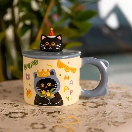 Чашка фарфоровая Kitten's Birthday 400 мл синий FM-24A - фото 2