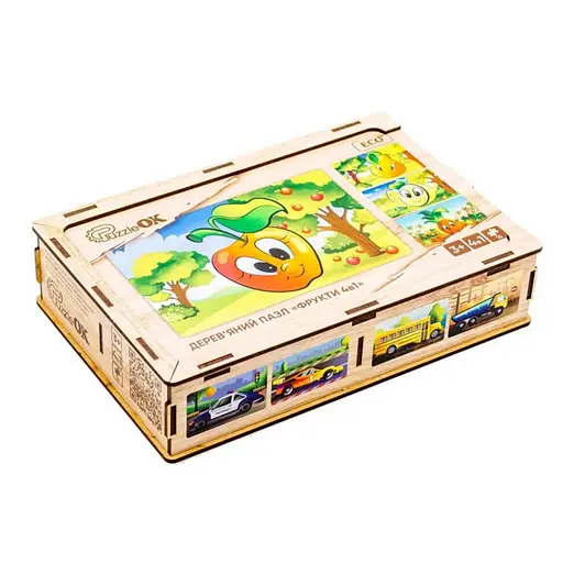 Детский деревянный пазл Фрукты 4 в 1 PuzzleOK Puz-84681, 80 элементов - фото 5