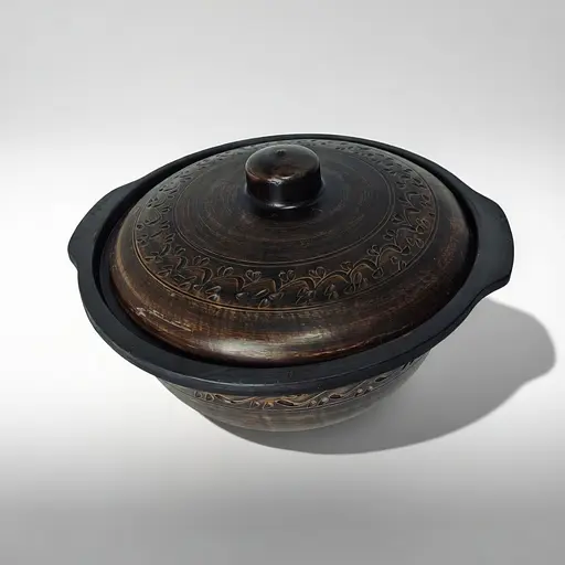 Котел из красной глины 3л Декор и ручками молоченная керамика Украинская глиняная посуда  - фото 4