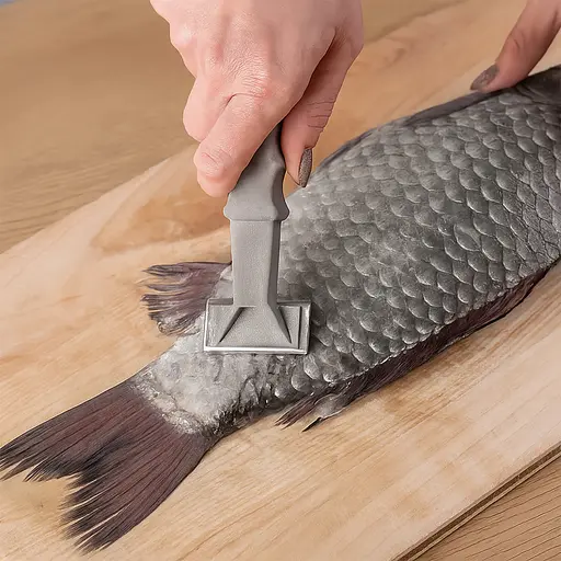 Рибочищення скребок для рибної луски з пластиковою ручкою 15.5 см, Kitchette Сірий 87514 - фото 2