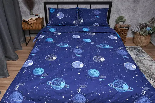 Комплект постільної білизни Moon&Star Бязь Gold Люкс Planets сімейний 160х220х2 наволочки 2х50х70 - фото 4