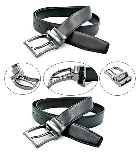 Ремінь шкіряний Weatro чоловічий двосторонній 110-125х3,5 см acs0014098 - фото 2