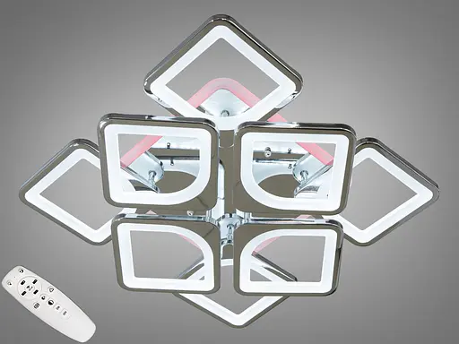 Светодиодная люстра смарт светильник с пультом, подсветкой, 130W, хром - фото 1