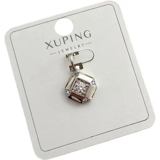 Жіночий кулон-підвіска Xuping геометричної форми з центральним кристалом з медичного золота - фото 1