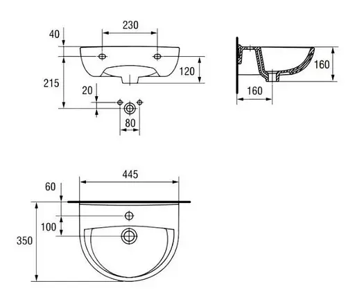 Умывальник мебельный Cersanit President 45 см с отверстием Белый K08-092 30412 - фото 4