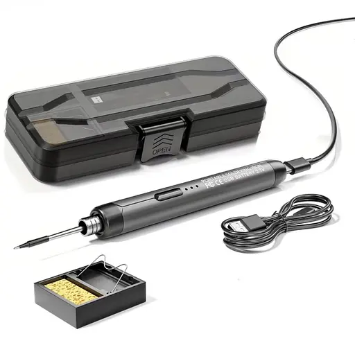 Портативний USB/бездротовий паяльний набір з регульованою температурою чорний - фото 14