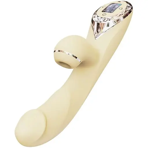 Вакуумный вибратор-кролик с подогревом KisToy A-King Pro Yellow