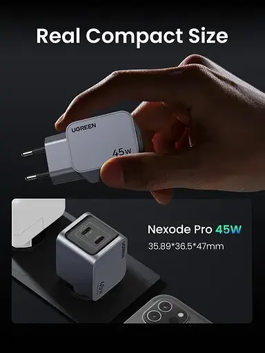 Зарядное устройство для Ugreen Wall Charger x707 2 выхода USB-C GaN 45 W (UGR-35008) - фото 4