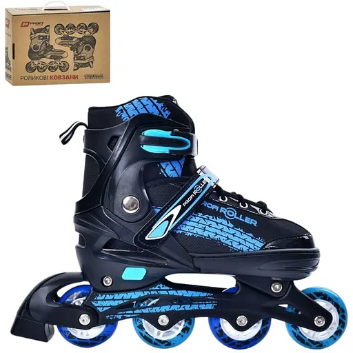 Ролики Profi A4150-L-BL поліуретан, розсувні, в один ряд, шнурівка + бакля, розмір коліс 70 мм сині - фото 4