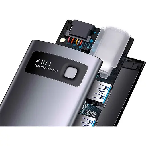 USB-хаб Baseus Metal Gleam Series 4-in-1 Gray (WKWG070113) [110336] - фото 5