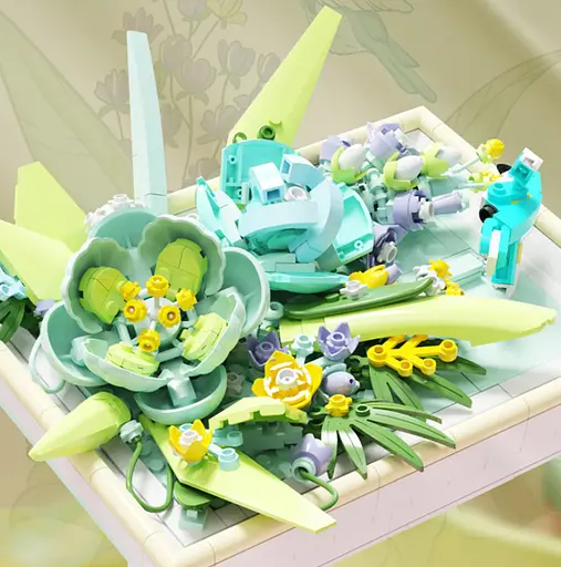 Конструктор квіти  MJI набір квіти в рамці  Магія кольору букет квітів  728 деталей - фото 3