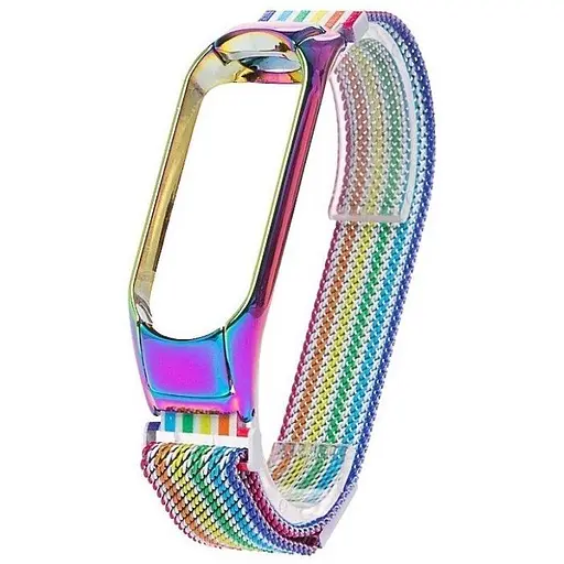 Ремешок для фитнес-браслета Boorui для Xiaomi Mi Band 5 и 6 радужная миланская петля