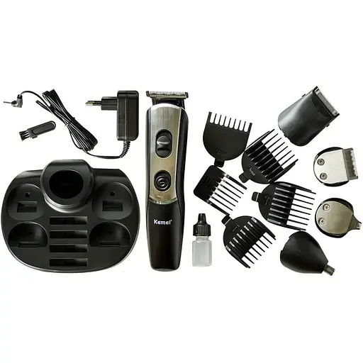 Універсальний чоловічий тример для бороди, вусів, носа і тіла Kemei KM 520 10 в 1 машинка для стрижки - фото 1
