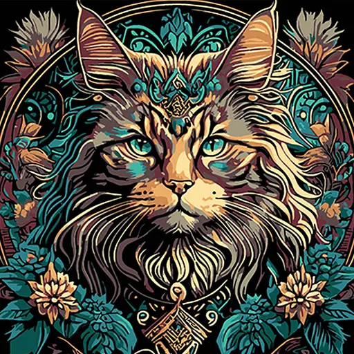 Набір для розпису по номерах Магія кота та квітів, на чорному фоні, 30x30 см, SH3030-7