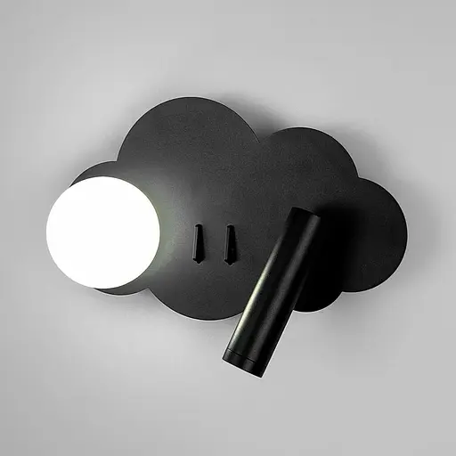 Праве бра хмаринка у чорному корпусі 24х17 см | Арт. WJ031/2 BK Right | Line F - фото 4