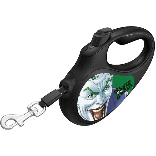 Поводок-рулетка для собак Waudog R-leash, рисунок "Джокер Зеленый", L, до 50 кг, 5 м, светоотражающая лента черный - фото 2