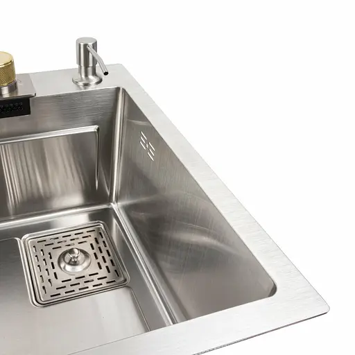 Кухонна мийка 75x45B PVD сатин Platinum Handmade Водоспад, Satin - фото 6