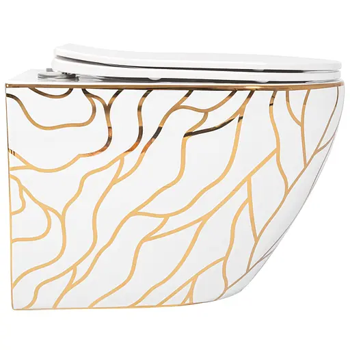 Подвесной унитаз Rea Carlos flat wave gold белый REA-C8767, Белый - фото 5