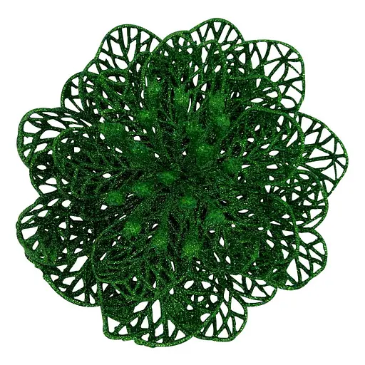 Ялинкова іграшка MIS LT Квітка новорічна мала 11х11х5 см зелений - фото 1