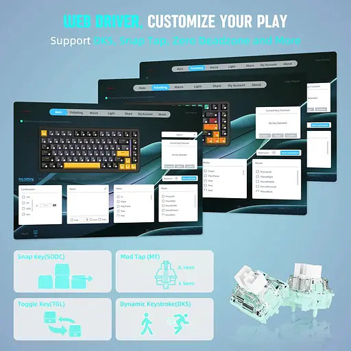 Игровая магнитная клавиатура MAMBASNAKE M82 HE / Hall Effect / Magnetic Switch / 75% / Rapid Trigger / White - фото 6