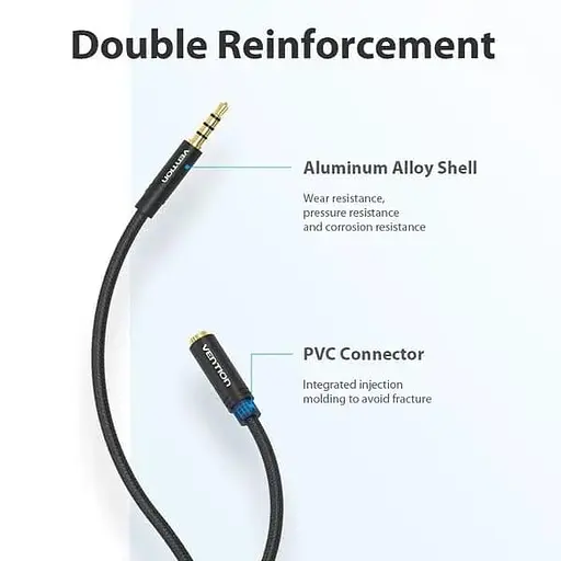 Кабель Vention Audio 3.5 mm M - 3.5 mm F, 2m, Black (BHBBH) - фото 3