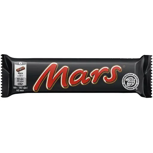 Батончик Mars з нугою та карамеллю вкритий молочним шоколадом 51 г
