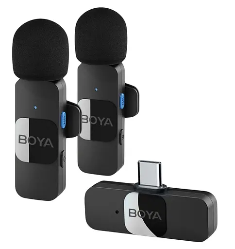 Профессиональный петличный микрофон беспроводной Boya BY-V20 Type-C 2 шт. Black (18873) - фото 1