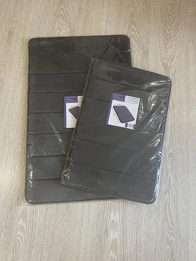 Набор 2 коврика для ванной Aquarius с эффектом памяти 50х80 см, 40х60 см. Графит в полоску - фото 8