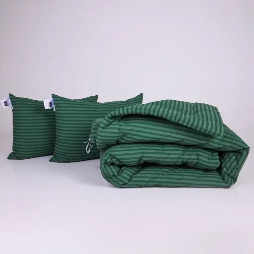 Набір MirSon №1030 Сolor Fun Line Stripe Emerald Bamboo 220 х 240 см смарагдовий (2200010881912) - фото 1