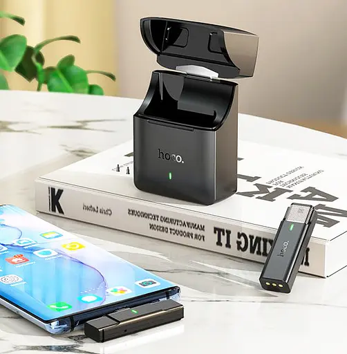 Бездротовий петличний мікрофон із зарядним кейсом Hoco S31 Lightning Темно-сірий - фото 7