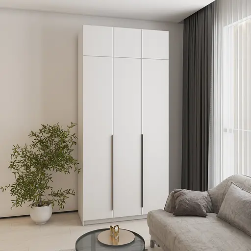 Шафа 3-дверна з антресоллю MebelStar Оскар ДСП BL-B, комплект полиць 120x52x260 см Аляска білий (MBS-4892) - фото 1