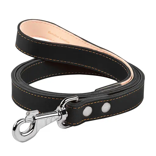 Поводок CoLLaR двойной с прошивкой (ширина 20мм длина 122см) черный