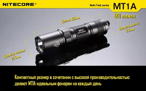 Кишеньковий ручний ліхтар Nitecore MT1A (Чорний) - фото 5